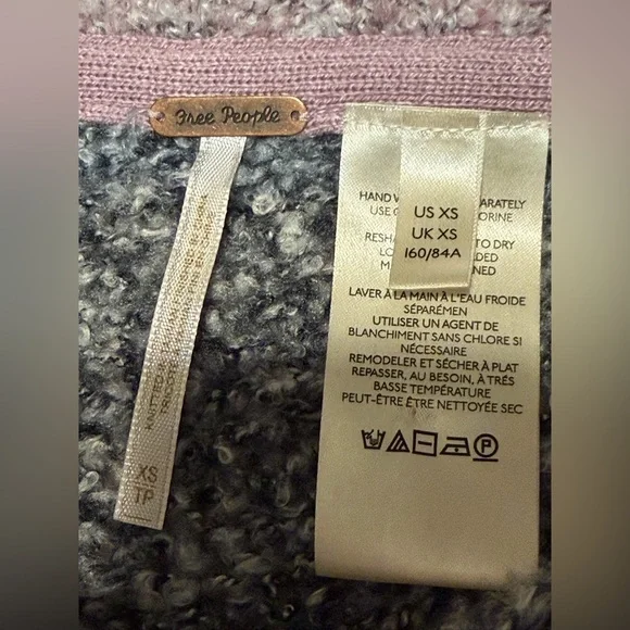 Free People BRB Blue Tan Oversized Side Slit Striped Tunic Sweater - Picture 7 of 8